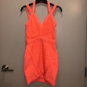 Arden B Hot Coral Bandage Dress
